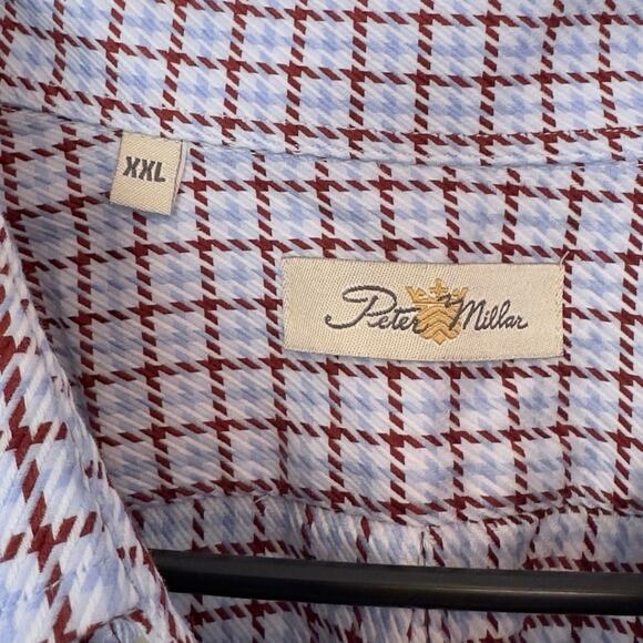 Peter Millar Men’s Button Down Shirt Size XXL Red Blue Checkered Golf Preppy - Picture 4 of 9